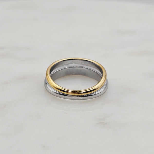 Two Tone Double Band Ring - Size 7