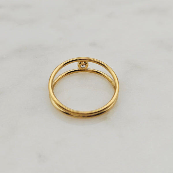 Two Layer Ring w/small CZ - Size 7
