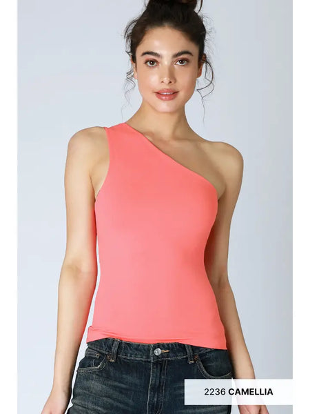 One Shoulder Tank Top - Multiple Colors
