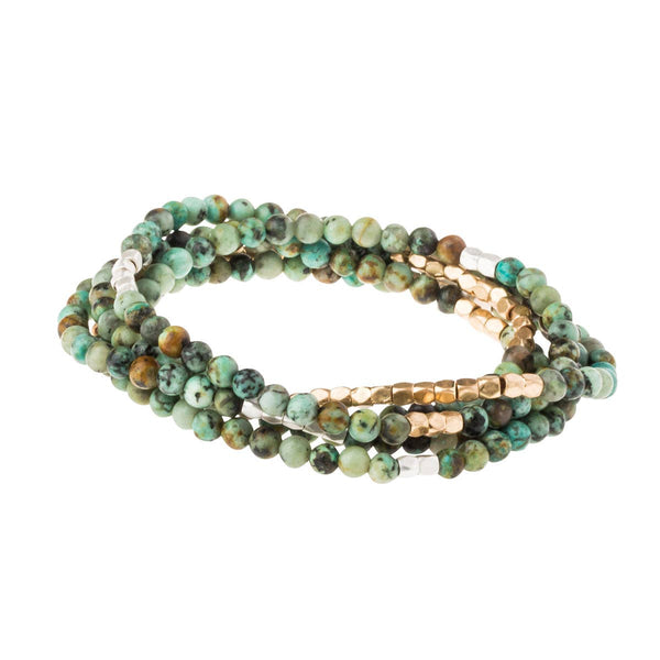 Stone Wrap Bracelet/Necklace: African Turquoise - Stone of Transformation