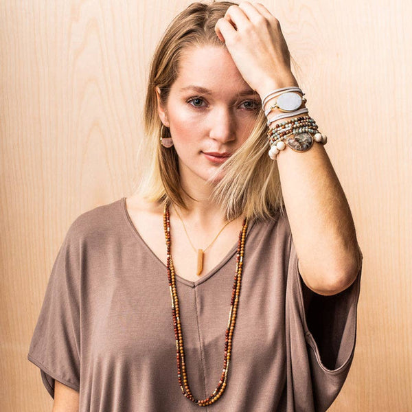 Stone Wrap Bracelet/Necklace: Aqua Terra - Stone of Peace