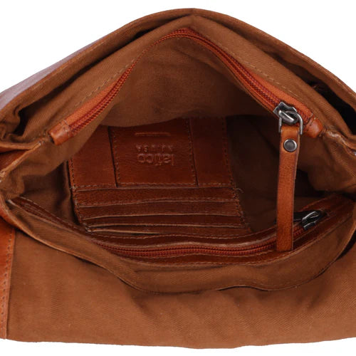 Primm Herringbone Flap Crossbody - Cognac