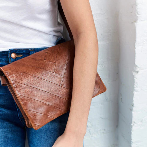 Primm Herringbone Flap Crossbody - Cognac