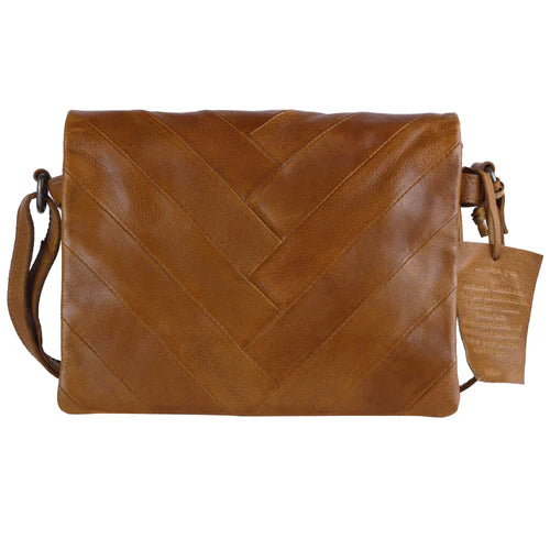 Primm Herringbone Flap Crossbody - Cognac