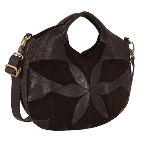 Dario Suede Leather Crossbody Bag - Brown