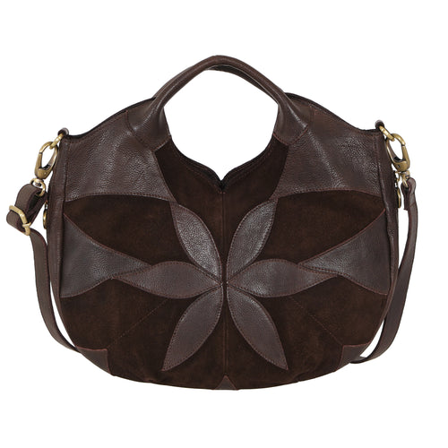 Dario Suede Leather Crossbody Bag - Brown