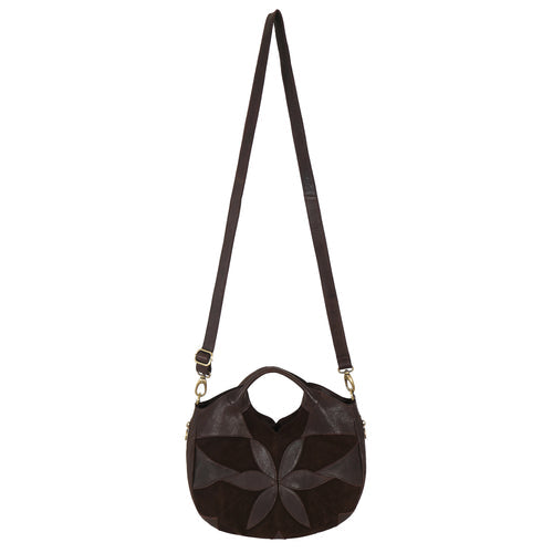 Dario Suede Leather Crossbody Bag - Brown