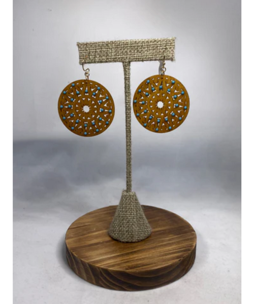 Boho Wooden Round Dangle Earrings