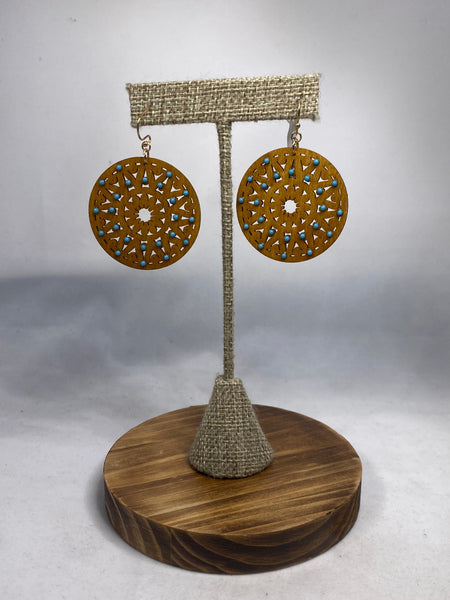 Boho Wooden Round Dangle Earrings
