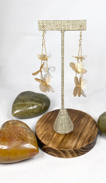 Floral Dangle Earrings - Mixed Metal