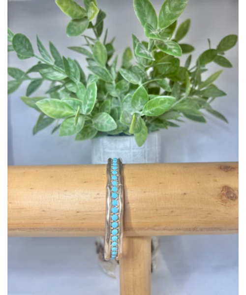 Gold & Turquoise Stretch Bangle Bracelet