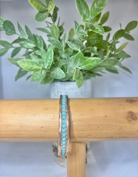 Gold & Turquoise Stretch Bangle Bracelet
