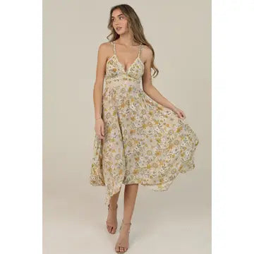 Alora Vintage Floral Midi Dress