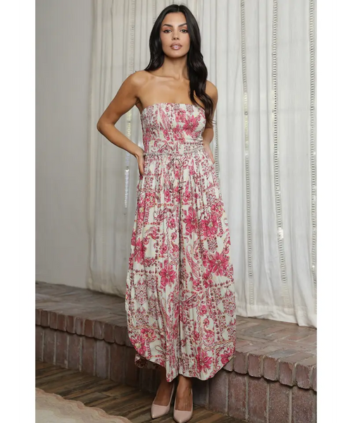 Mona Floral Strapless Jumpsuit