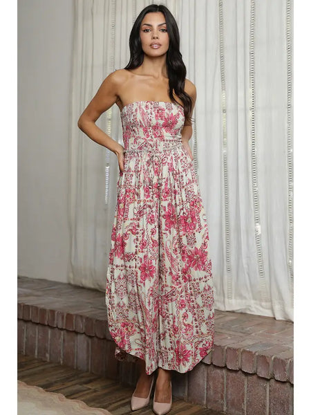 Mona Floral Strapless Jumpsuit