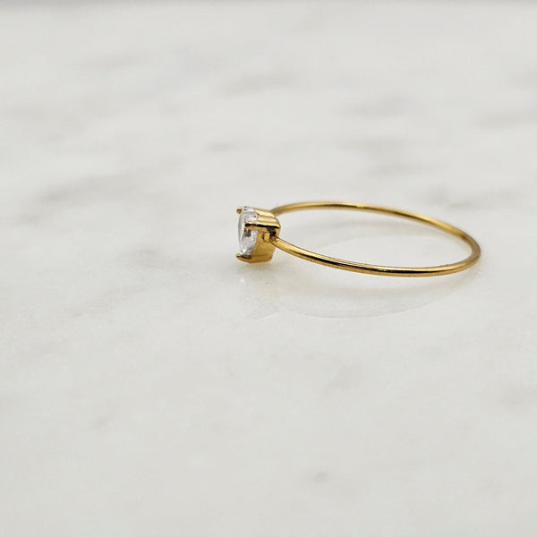 Tiny Heart Cubic Zirconia Ring - Size 7