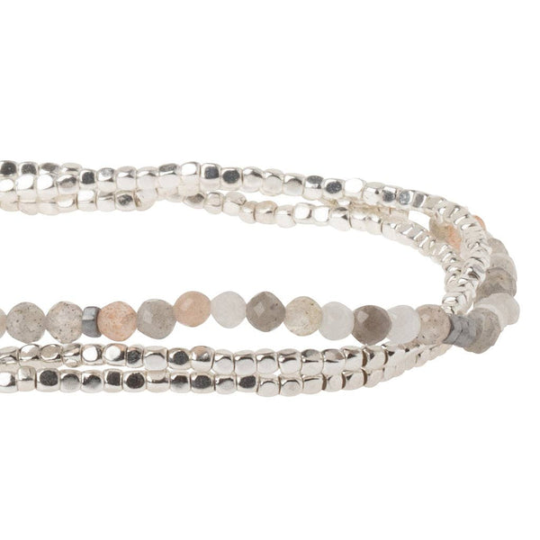 Delicate Stone Wrap Bracelet/Necklace: Moonstone - Stone of Balance