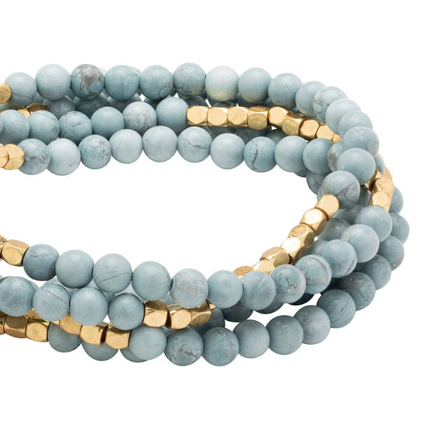 Stone Wrap Bracelet/Necklace: Blue Howlite - Stone of Harmony