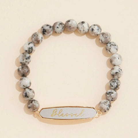 Blessed Natural Stones Beaded Bracelet - Gray