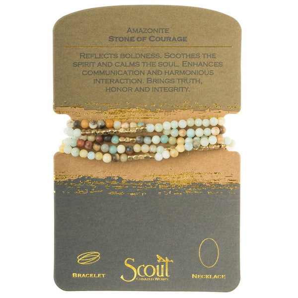 Stone Wrap Bracelet/Necklace: Amazonite - Stone of Courage