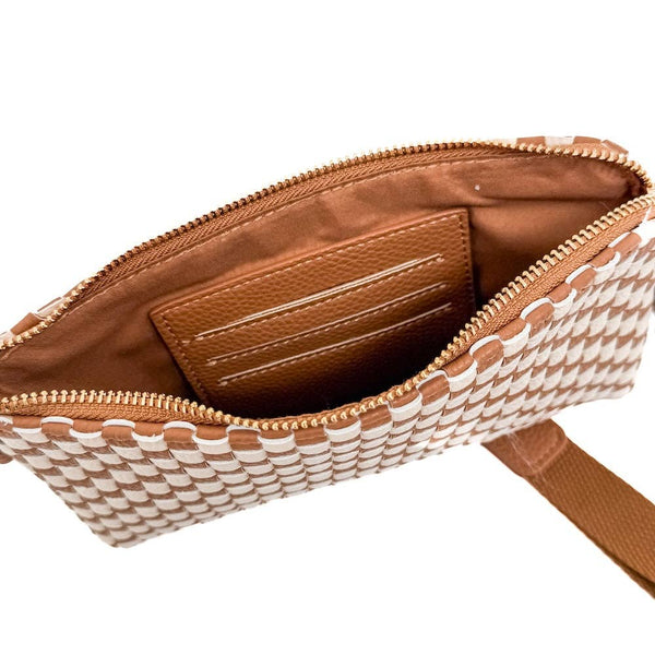 Emma Woven Clutch Wristlet - Brown