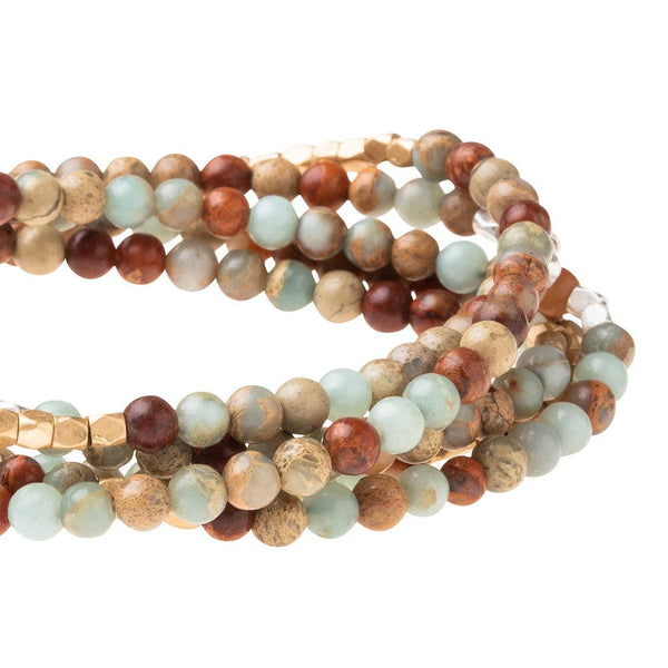 Stone Wrap Bracelet/Necklace: Aqua Terra - Stone of Peace