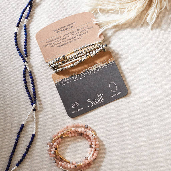 Stone Wrap Bracelet/Necklace: Morganite/Black Tourmaline