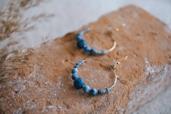 Gemstone & Gold-Plated Hoop Earring : African Turquoise