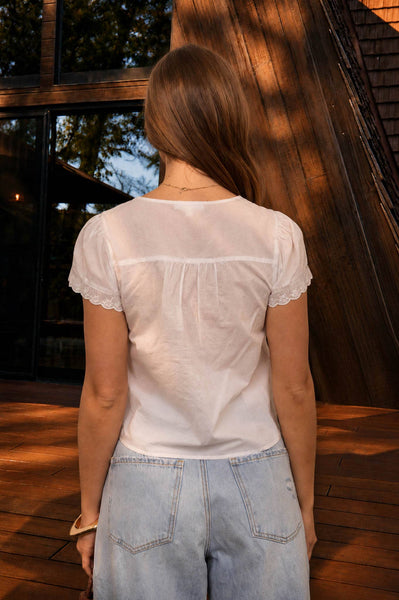Hailey Lace Trim Tie Top