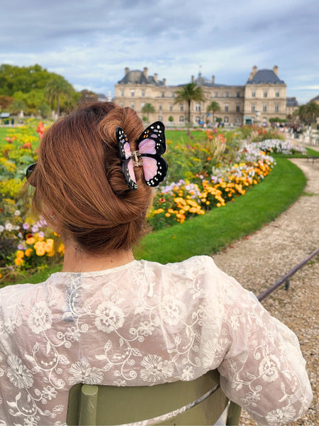 Hand-painted Monarch Butterfly Claw Hair Clip - Pink