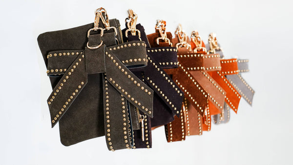 Ace High Suede Wristlet & Hang Off Set of 3: Grey
