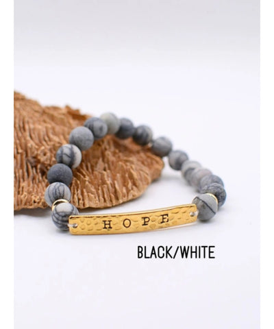 Hope Stone Stretch Bracelet - Black