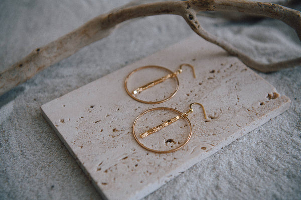 Hepburn Pearl & Gold Beaded Drop Hoop Earrings : Freshwater Pearls
