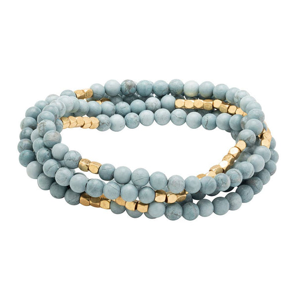 Stone Wrap Bracelet/Necklace: Blue Howlite - Stone of Harmony