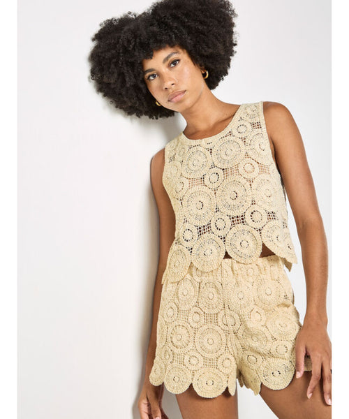 Indigio Crochet Scallop Hem Shorts