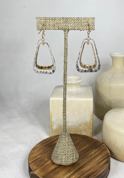 Mixed Metal Rectangle Earrings