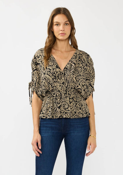 Maisie Ruched Sleeve Peplum Top
