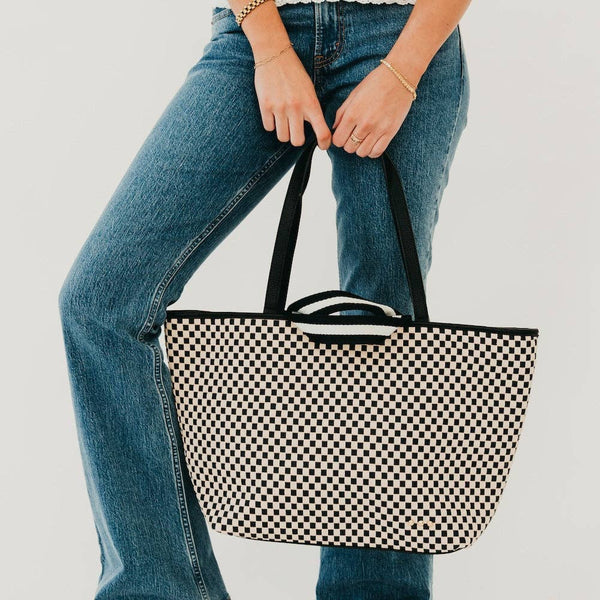 Woven Tiffany Organizer Tote Bag - Brown