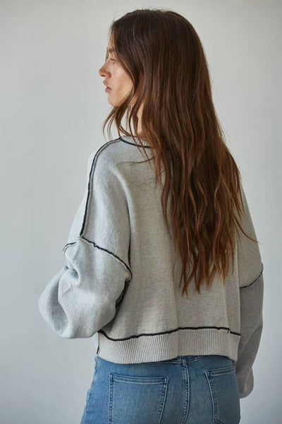 Layla Knit Sweater Boat Neck Contrast Seam Sweater