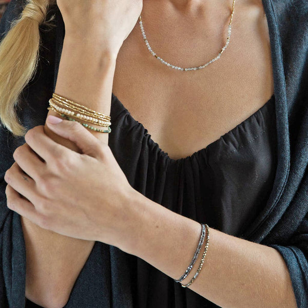 Delicate Stone Wrap Bracelet/Necklace: Pink Opal - Stone of Renewal