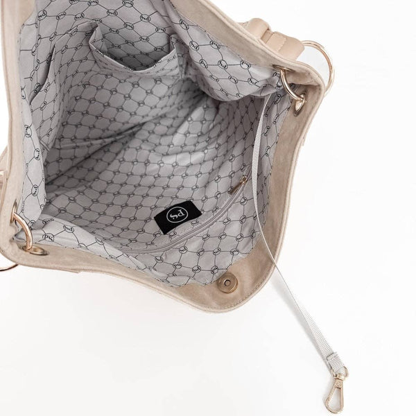 Rosalie Rivet Suede Hobo Bag - Oat