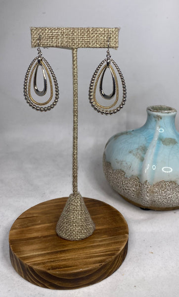 Mixed Metal Teardrop Earrings