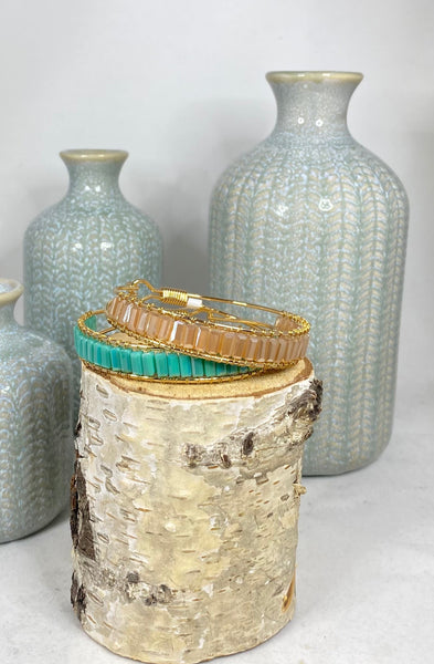 Beaded Hook Cuff Bracelet - Green