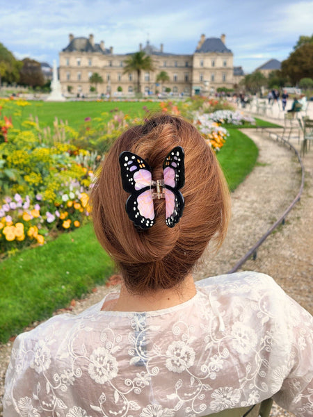 Hand-painted Monarch Butterfly Claw Hair Clip - Pink