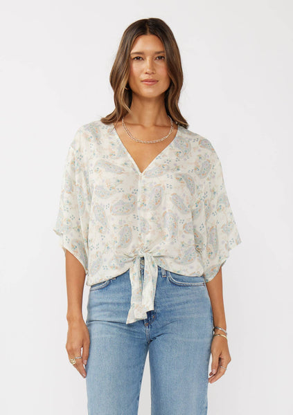 Pretty in Paisley Tie-Front Blouse