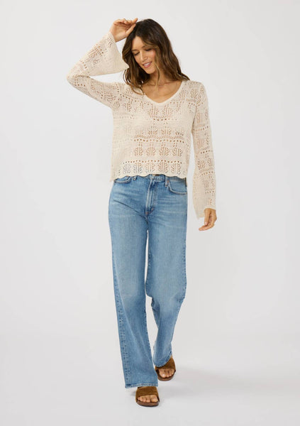 Jazzlyn V-Neck Crochet Knit Top