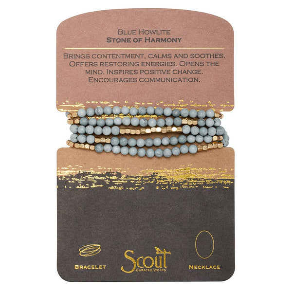 Stone Wrap Bracelet/Necklace: Blue Howlite - Stone of Harmony