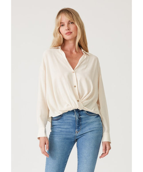 Lily Knot Front Button Up Top - Vanilla