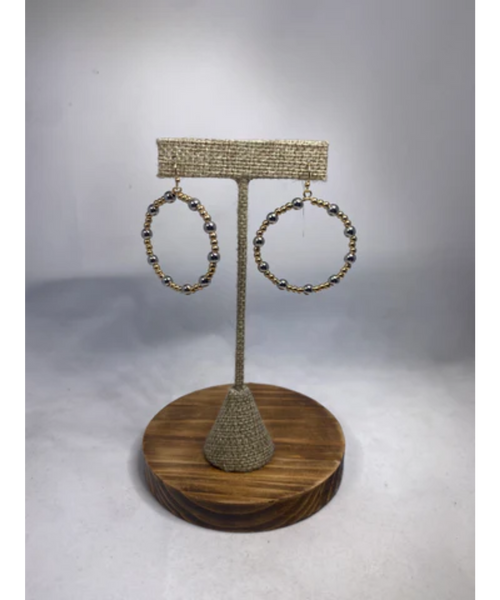 Mixed Metal Beaded Hoop Earrings