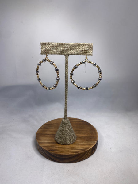 Mixed Metal Beaded Hoop Earrings